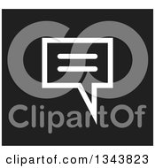 Clipart Of A White Speech Balloon Chat App Icon Design Element On Black Royalty Free Vector Illustration