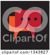 Clipart Of A Red And Orange Speech Balloon Chat App Icon Design Element On Black Royalty Free Vector Illustration
