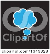 Poster, Art Print Of Blue Speech Or Thought Balloon Chat App Icon Design Element On Black