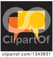 Clipart Of A Yellow And Orange Speech Balloon Chat App Icon Design Element On Black Royalty Free Vector Illustration