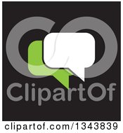 Poster, Art Print Of White And Green Speech Balloon Chat App Icon Design Element On Black