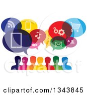 Poster, Art Print Of Colorful Group Of People With Icon Speech Balloons 2