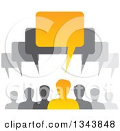 Group Of Gray And Orange People With Speech Balloons