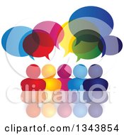 Poster, Art Print Of Colorful Group Of People With Speech Balloons And Reflections