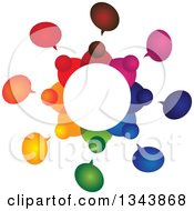 Poster, Art Print Of Circle Of A Colorful Group Of People With Speech Balloons