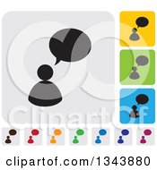 Poster, Art Print Of Rounded Corner Square People And Speech Balloon App Icon Design Elements 2
