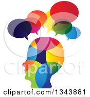 Colorful Head In Profile With Speech Balloons