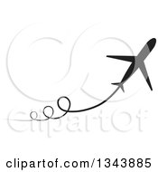 Poster, Art Print Of Black Silhouetted Jet With Curly Trails