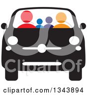 Poster, Art Print Of Colorful Family In A Black And White Car