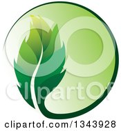 Clipart Of A Green Leaf In A Gradient Circle Royalty Free Vector Illustration