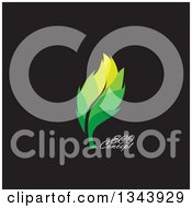 Clipart Of A Green Leaf With Text On Black Royalty Free Vector Illustration