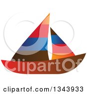 Poster, Art Print Of Colorful Striped Sailboat