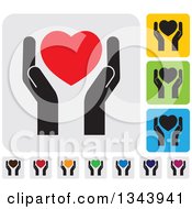Poster, Art Print Of Rounded Corner Square Protective Hand And Heart App Icon Design Elements 2