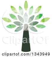 Clipart Of A Green Tree With Flares Of Light Royalty Free Vector Illustration