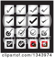 Poster, Art Print Of Square Check Mark App Icon Design Elements On Black
