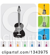 Clipart Of Rounded Corner Square Acoustic Guitar App Icon Design Elements Royalty Free Vector Illustration
