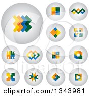 Poster, Art Print Of Round Shaded App Button Icons With Colorful Designs