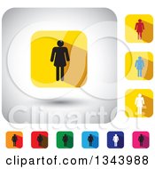 Clipart Of Rounded Corner Square Woman App Icon Design Elements Royalty Free Vector Illustration