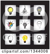 Poster, Art Print Of Square Light Bulb App Icon Design Elements On Black