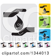Poster, Art Print Of Rounded Corner Square Protective Hand And Oil Drop App Icon Design Elements