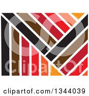 Clipart Of A Background Of Abstract Black Brown Red And Orange Stripes Royalty Free Vector Illustration