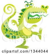 Clipart Of A Cartoon Scary Crocodile Monster Marching Royalty Free Vector Illustration by Zooco