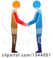 Clipart Of Blue And Orange Men Engaged In A Hand Shake Royalty Free Vector Illustration by ColorMagic