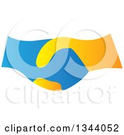 Clipart Of A Blue And Yellow Hand Shake Royalty Free Vector Illustration by ColorMagic