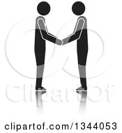 Poster, Art Print Of Black And White Men Engaged In A Hand Shake With A Reflection