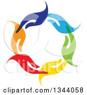 Poster, Art Print Of Circle Of Colorful Human Hands 4