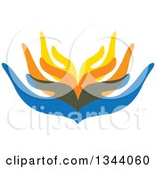 Clipart Of Rows Of Colorful Human Hands Royalty Free Vector Illustration