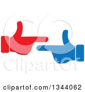 Poster, Art Print Of Red And Blue Hands Pointing At Each Other