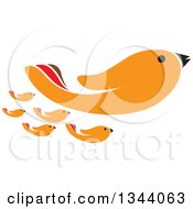 Poster, Art Print Of Orange Bird Hand And Chicks