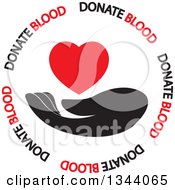 Poster, Art Print Of Black Hand And Red Heart In A Circle Of Donate Blood Text
