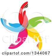 Poster, Art Print Of Circle Flower Or Windmill Of Colorful Human Hands
