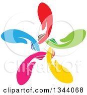 Poster, Art Print Of Circle Flower Or Windmill Of Colorful Human Hands 2