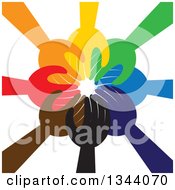 Poster, Art Print Of Group Of Colorful Human Hands Reaching All In
