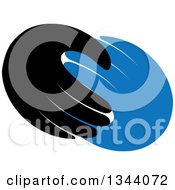 Clipart Of A Pair Of Blue And Black Hands Royalty Free Vector Illustration