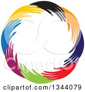 Poster, Art Print Of Circle Of Colorful Human Hands 3