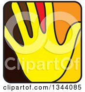 Clipart Of A Yellow Hand And Brown Red And Orange Rounded Corner Square App Icon Button Design Element Royalty Free Vector Illustration