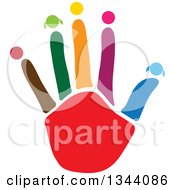 Poster, Art Print Of Colorful Ahnd With Heads On The Tips Of Fingers