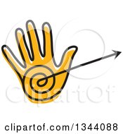 Sketched Orange Hand With An Arrow And Target