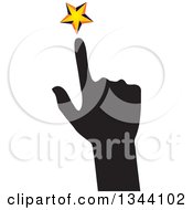 Clipart Of A Black Silhouetted Hand Pointing To A Star Royalty Free Vector Illustration