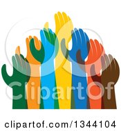 Poster, Art Print Of Group Of Colorful Human Hands Reaching 2