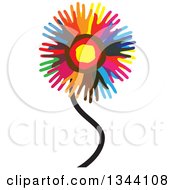 Clipart Of A Colorful Flower Made Of Hands Royalty Free Vector Illustration