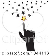 Poster, Art Print Of Black Silhouetted Hand Pointing To Stars
