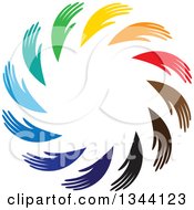 Poster, Art Print Of Circle Of Colorful Human Hands