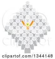Clipart Of A Successful Cheering Yellow Person Standing Out From A Gray Crowd Royalty Free Vector Illustration