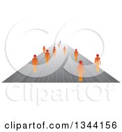 Clipart Of Orange Businessman Following A Blue Leader On Paths Royalty Free Vector Illustration