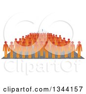 Clipart Of A Crowd Of Orange Businessman Following A Blue Leader On Paths Royalty Free Vector Illustration